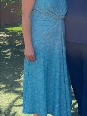 Michael Kors Teal Textured V-Neck Dress